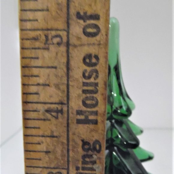 LAST MARKDOWN HANDMADE IMPORTED Beautiful crystal green glass tree. 5" - Picture 6 of 7